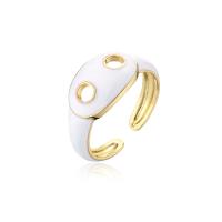 Brass Cuff Finger Ring, gold color plated, Adjustable & for woman & enamel 18mm 