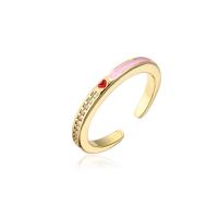 Cubic Zirconia Micro Pave Brass Finger Ring, gold color plated, micro pave cubic zirconia & for woman & enamel 18mm 