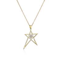 Cubic Zircon Micro Pave Brass Necklace, Star, gold color plated & micro pave cubic zirconia & for woman & enamel & hollow Approx 17.7 Inch 