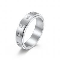Нержавеющая сталь Rhinestone палец кольцо, Нержавеющая сталь 304, вакуумное ионное покрытие, вращающийся & разный размер для выбора & Женский & со стразами, Много цветов для выбора, 6mm, размер:5-11, продается PC