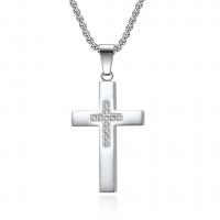 Stainless Steel Jewelry Necklace, 304 Stainless Steel, Cross, Vacuum Ion Plating, Unisex & with rhinestone Approx 23.6 Inch 