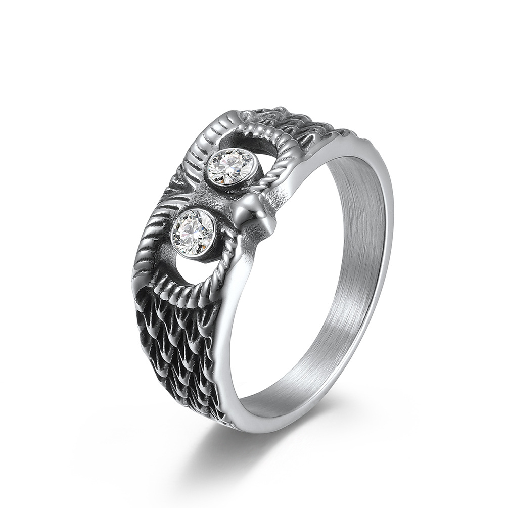 Rhinestone Stainless Steel Finger Ring, 304 Stainless Steel, Owl, Vacuum Ion Plating, Unisex & different size for choice & with rhinestone & hollow, more colors for choice, 9mm, US Ring Size:7-12, Sold By PC