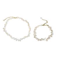 Natural Freshwater Pearl Jewelry Sets, with Zinc Alloy & for woman 