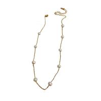 Natural Freshwater Pearl Necklace, Zinc Alloy, with Freshwater Pearl, gold color plated, fashion jewelry & for woman Approx 18.7 Inch 