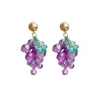 Resin Zinc Alloy Earring, with Resin, Grape, gold color plated, Korean style & for woman, 51mm 