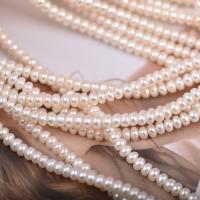 Button Cultured Freshwater Pearl Beads, Flat Round, DIY, white, 4-4.5mm cm 