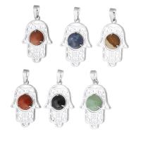 Gemstone Brass Pendants, with Gemstone, silver color plated, fashion jewelry & DIY Approx 5mm 