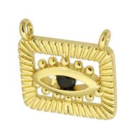 Cubic Zirconia Micro Pave Brass Pendant, gold color plated, fashion jewelry & DIY & evil eye pattern & micro pave cubic zirconia & double-hole, golden Approx 1.5mm 