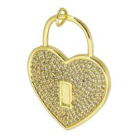 Cubic Zirconia Micro Pave Brass Pendant, Heart, gold color plated, fashion jewelry & DIY & micro pave cubic zirconia, golden Approx 2.5mm 