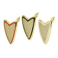 Cubic Zirconia Micro Pave Brass Pendant, Heart, gold color plated, fashion jewelry & DIY & micro pave cubic zirconia & enamel Approx 3.5mm 