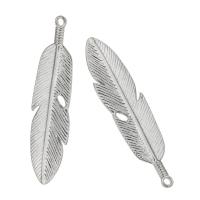Zinc Alloy Feather Pendants, plated, Unisex Approx 2mm 