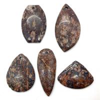 Leopard Skin Stone Pendant, 5 pieces & DIY, mixed colors, 35x45- 