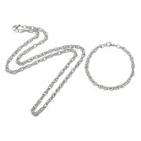 Edelstahl Schmucksets, 304 Edelstahl, Armband & Halskette, 2 Stück & Modeschmuck & für Frau, originale Farbe, 5mm, Länge:ca. 8 ZollInch, ca. 24 ZollInch, verkauft von setzen