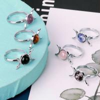 Gemstone Zinc Alloy Finger Ring, with Gemstone & for woman 