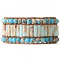 Impression Jasper Bracelet, with Zinc Alloy, three layers & for woman, 32mm Approx 8.27 Inch 