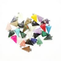 Gemstone Zinc Alloy Pendants, Natural Stone, with Zinc Alloy, Conical, silver color plated, DIY 