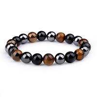 Black Obsidian Bracelet, with Iron Rock & Tiger Eye, 4 pieces & fashion jewelry & Unisex, mixed colors, 8mm .5-19.5 cm 