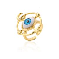 Evil Eye Jewelry Finger Ring, Brass, with Plastic, gold color plated, Adjustable & for woman 32mm 
