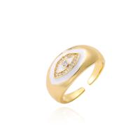Cubic Zirconia Micro Pave Brass Finger Ring, gold color plated, Adjustable & micro pave cubic zirconia & for woman & enamel 18mm 