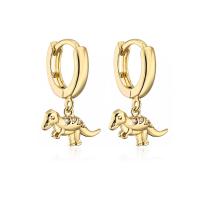 Huggie Hoop Drop Earring, laiton, Dinosaure, Placage de couleur d'or, styles différents pour le choix & pavé de micro zircon & pour femme, Vendu par paire