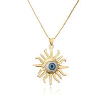 Evil Eye Jewelry Necklace, Brass, with Plastic, gold color plated, for woman Approx 17.7 Inch 