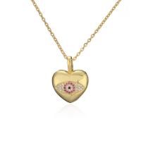 Cubic Zircon Micro Pave Brass Necklace, Heart, gold color plated, micro pave cubic zirconia & for woman Approx 17.7 Inch 