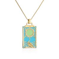Brass Jewelry Necklace, Square, gold color plated & for woman & enamel Approx 17.7 Inch 