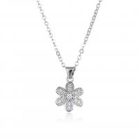 Cubic Zircon Micro Pave Brass Necklace, Flower, plated, micro pave cubic zirconia & for woman 11mm 
