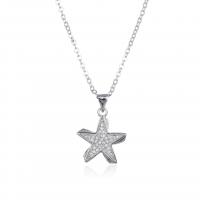 Cubic Zircon Micro Pave Brass Necklace, Star, plated, micro pave cubic zirconia & for woman 15.5mm 