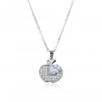 Cubic Zircon Micro Pave Brass Necklace, Apple, plated, micro pave cubic zirconia & for woman 