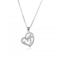 Cubic Zircon Micro Pave Brass Necklace, Heart, plated, micro pave cubic zirconia & for woman & hollow 