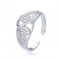 Cubic Zirconia Micro Pave Brass Finger Ring, plated, Adjustable & micro pave cubic zirconia & for woman & hollow 