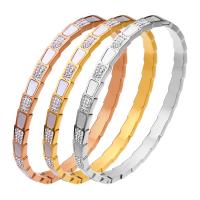 Titanium Steel Bangle, with White Shell, plated, for woman & with rhinestone 