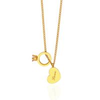 Titanium Steel Necklace, titanium steel lobster clasp, for woman & with rhinestone, golden cm 