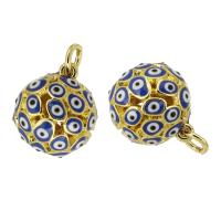 Fashion Evil Eye Pendant, Brass, Round, gold color plated, fashion jewelry & DIY & enamel, multi-colored Approx 3mm 