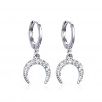 Huggie Hoop Drop Earring, laiton, Placage, pavé de micro zircon & pour femme, plus de couleurs à choisir, Vendu par paire