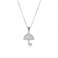 Cubic Zircon Micro Pave Brass Necklace, Umbrella, plated, micro pave cubic zirconia & for woman 