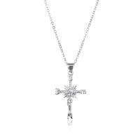 Cubic Zircon Micro Pave Brass Necklace, Cross, plated, Unisex & micro pave cubic zirconia 