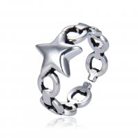 Brass Cuff Finger Ring, Star, platinum color plated, Adjustable & Unisex & hollow, silver color 
