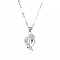 Cubic Zircon Micro Pave Brass Necklace, Wing Shape, plated, micro pave cubic zirconia & for woman 
