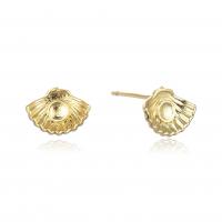 Brass Stud Earring, Shell, plated, for woman 