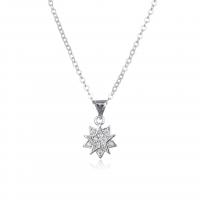 Cubic Zircon Micro Pave Brass Necklace, Hexagram, plated, micro pave cubic zirconia & for woman 10.5mm 