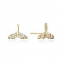 Cubic Zirconia Micro Pave Brass Earring, Mermaid tail, plated, micro pave cubic zirconia & for woman 