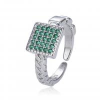 Cubic Zirconia Micro Pave Brass Finger Ring, plated, Adjustable & Unisex & micro pave cubic zirconia 