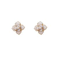 Enamel Zinc Alloy Stud Earring, Flower, gold color plated, Korean style & for woman, 20mm 