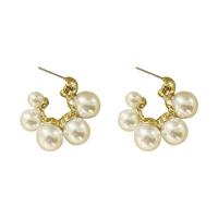 Kunststoff Perle Zink Legierung Ohrring, Zinklegierung, mit Kunststoff Perlen, goldfarben plattiert, Koreanischen Stil & für Frau, 24x27mm, verkauft von Paar