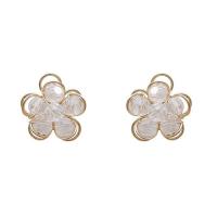 Crystal Jewelry Earring, Zinc Alloy, with Crystal, Flower, gold color plated, Korean style & for woman, 20mm 