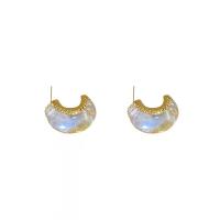 Boucle d'oreille résine zinc alliage, alliage de zinc, avec résine, Placage de couleur d'or, Style coréen & pour femme Vendu par paire