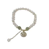 Edelstein Perlen Armbänder, Natürliche kultivierte Süßwasserperlen, mit Hetian Jade & Roter Achat & Zinklegierung, für Frau, keine, Länge:ca. 21 cm, verkauft von PC