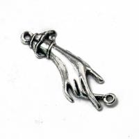 Zinc Alloy Charm Connector, Hand, plated, silver color 